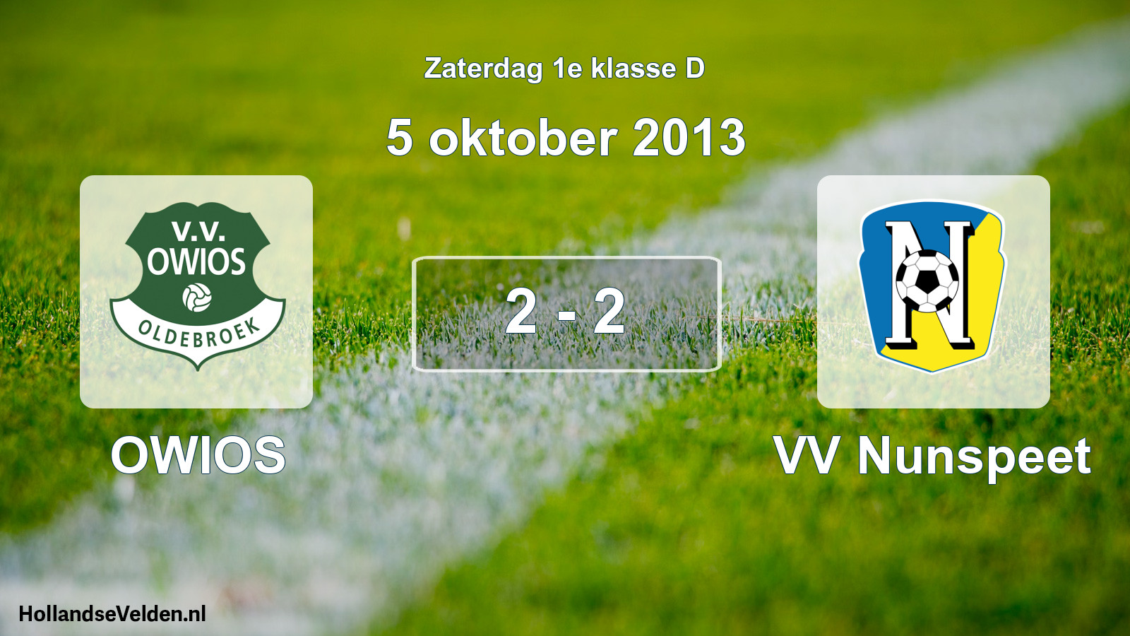 Total number of matches played: OWIOS - VV Nunspeet 2 - 2 (5 October 2013)
