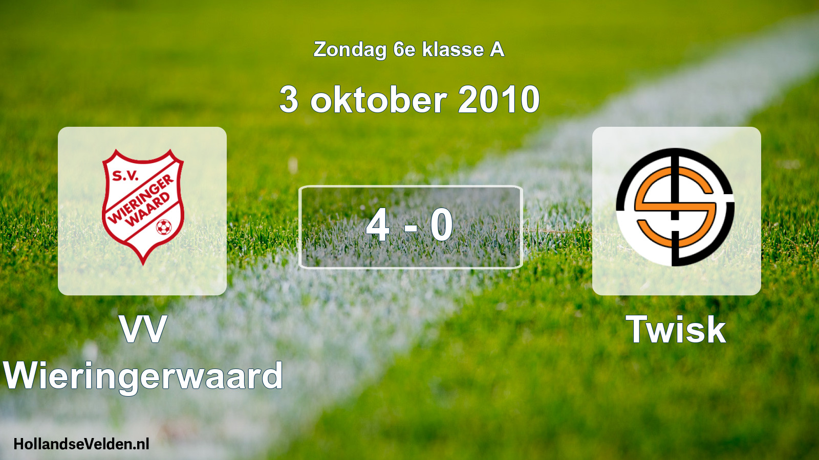 Total number of matches played: VV Wieringerwaard - Twisk 4 - 0 (3 October 2010)