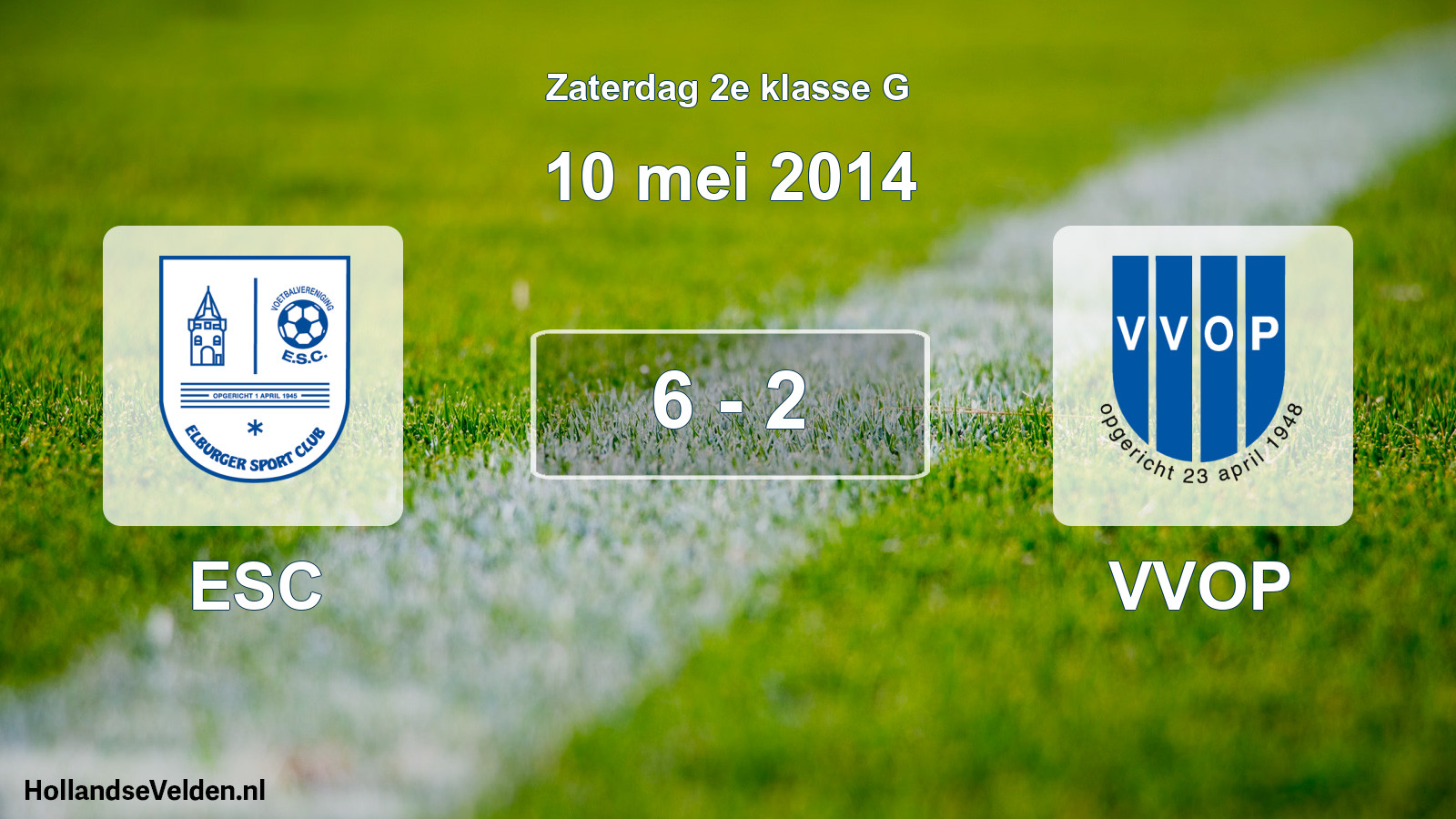 Total number of matches played: ESC - VVOP 6 - 2 (10 May 2014)