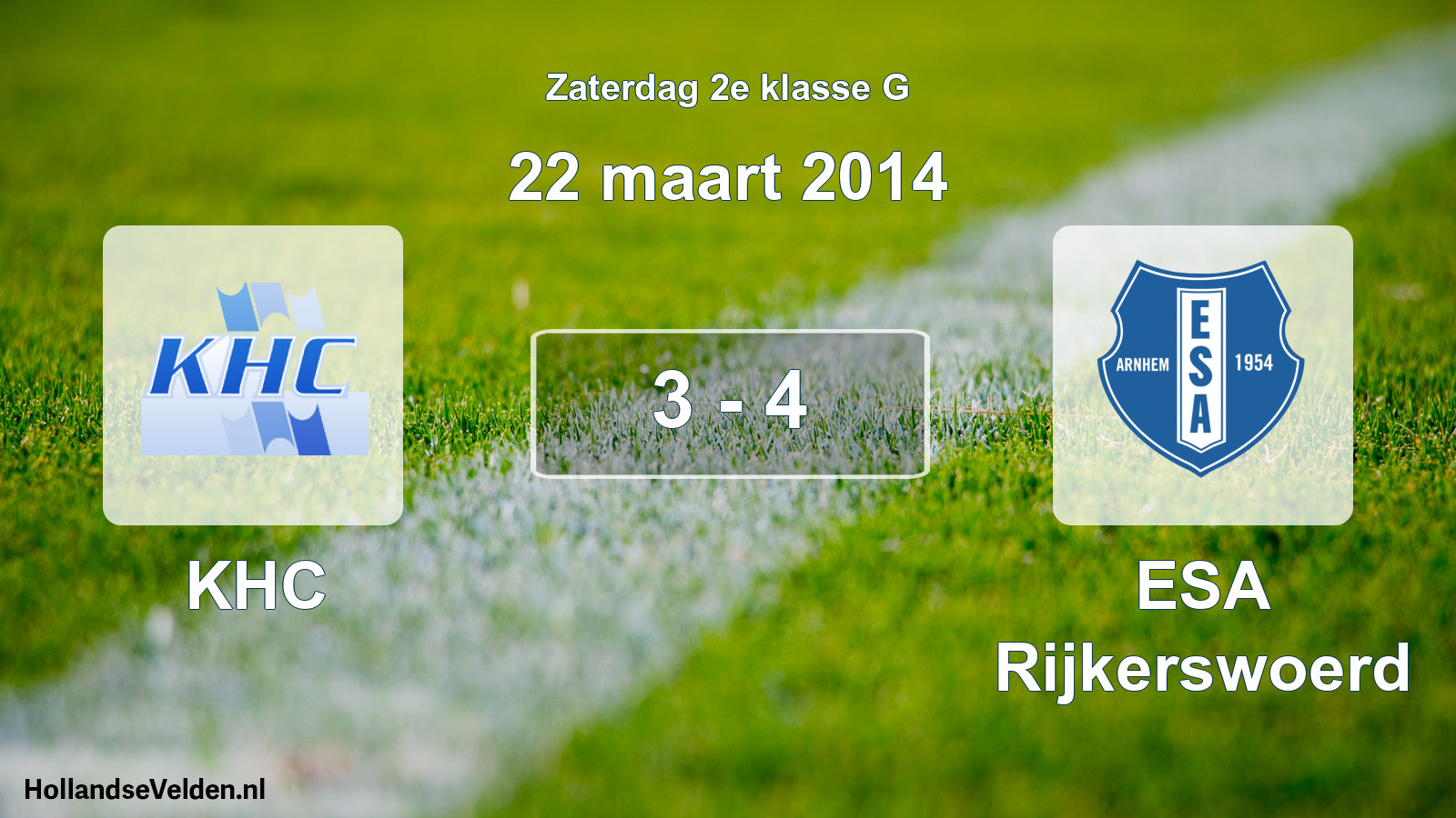 Total number of matches played: KHC - ESA Rijkerswoerd 3 - 4 (22 March 2014)