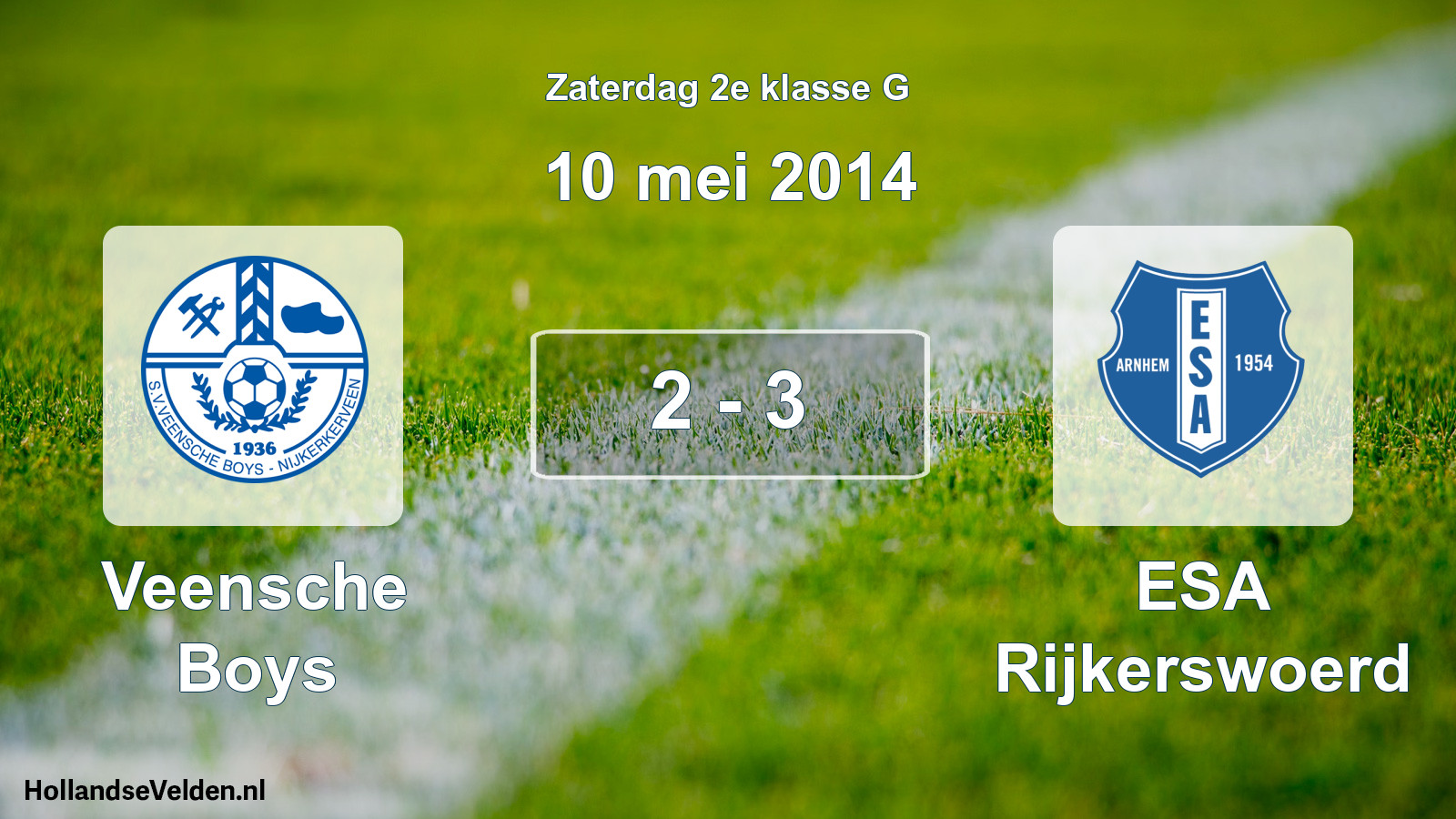 Total number of matches played: Veensche Boys - ESA Rijkerswoerd 2 - 3 (10 May 2014)