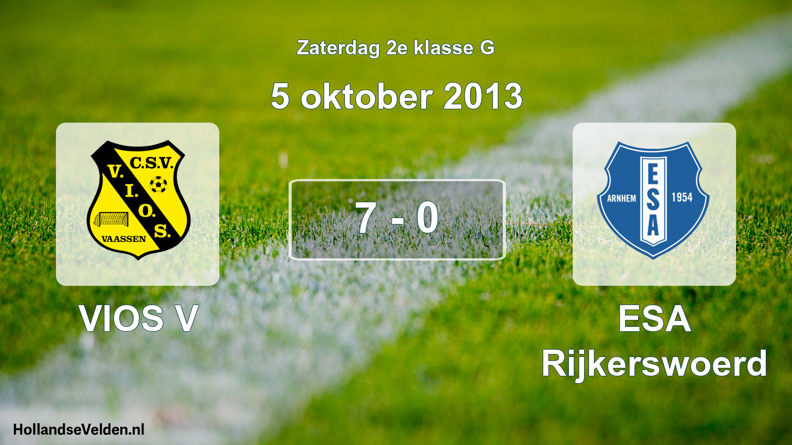Total number of matches played: VIOS V - ESA Rijkerswoerd 7 - 0 (5 October 2013)