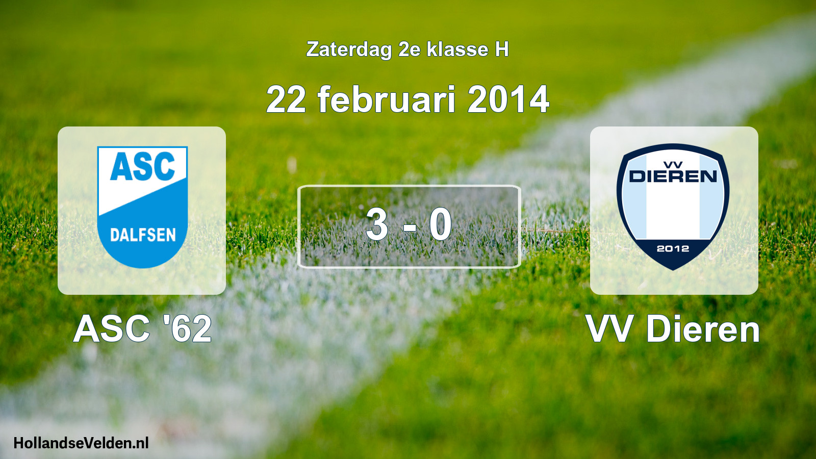 Total number of matches played: ASC '62 - VV Dieren 3 - 0 (22 February 2014)