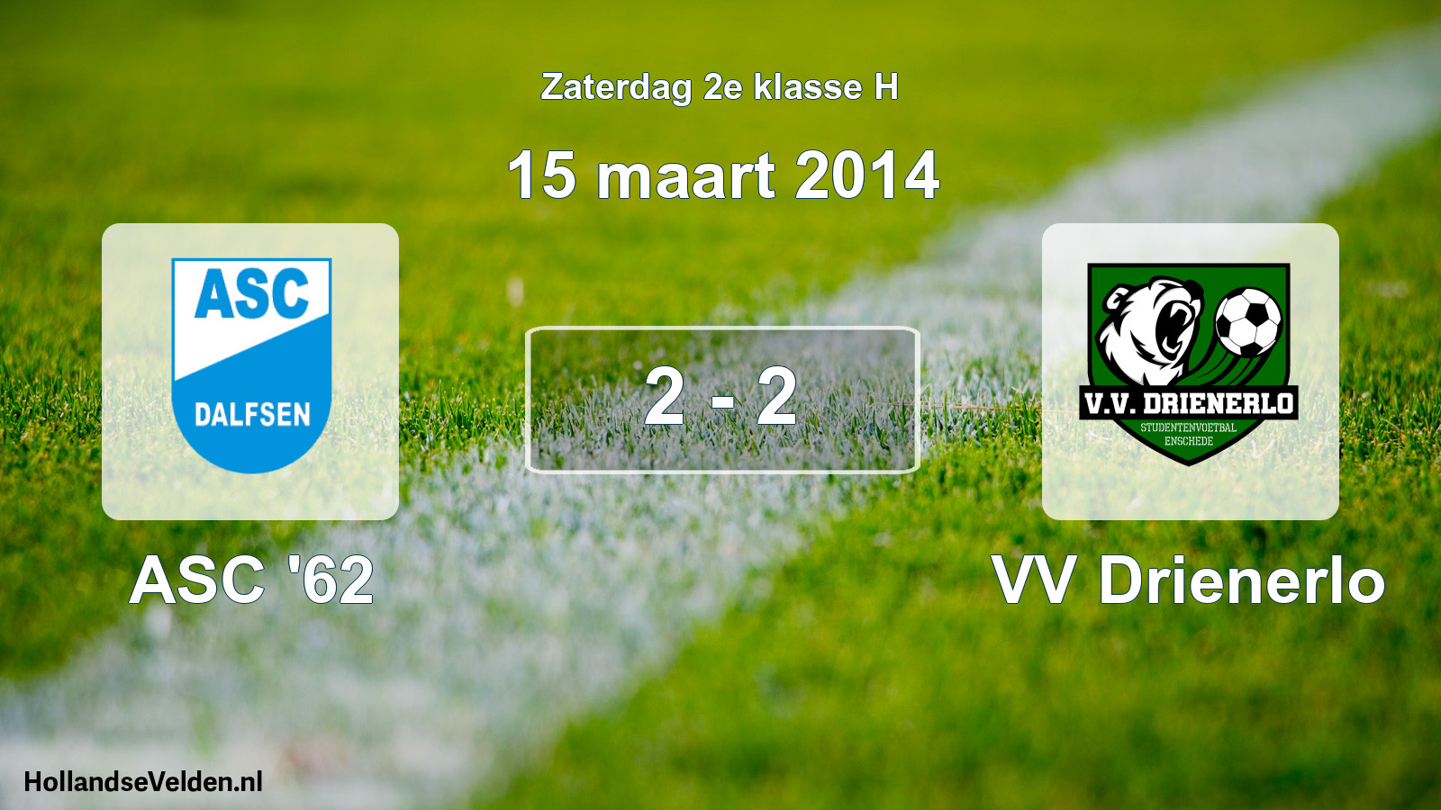 Total number of matches played: ASC '62 - VV Drienerlo 2 - 2 (15 March 2014)