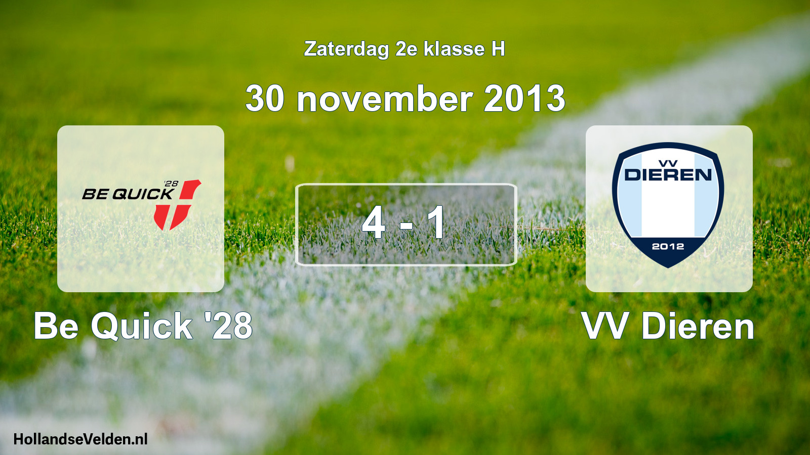 Total number of matches played: Be Quick '28 - VV Dieren 4 - 1 (30 November 2013)