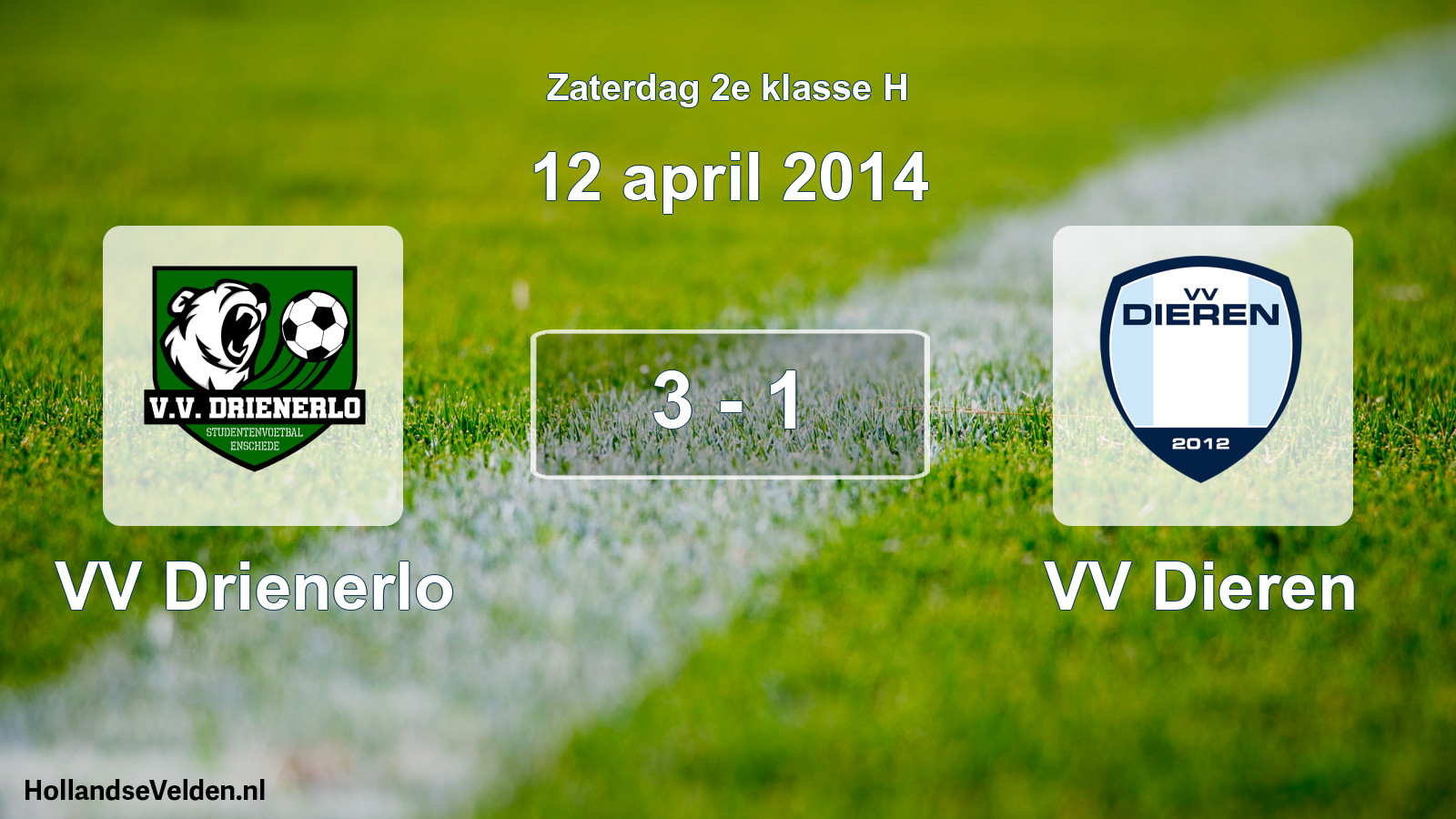 Total number of matches played: VV Drienerlo - VV Dieren 3 - 1 (12 April 2014)