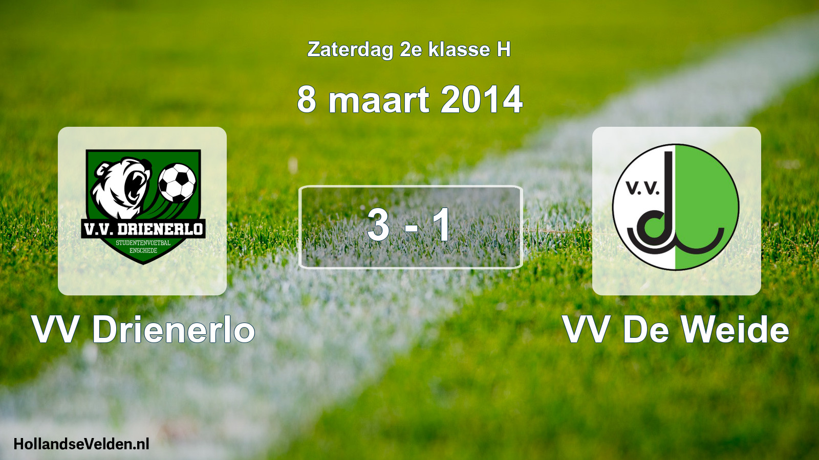Total number of matches played: VV Drienerlo - VV De Weide 3 - 1 (8 March 2014)