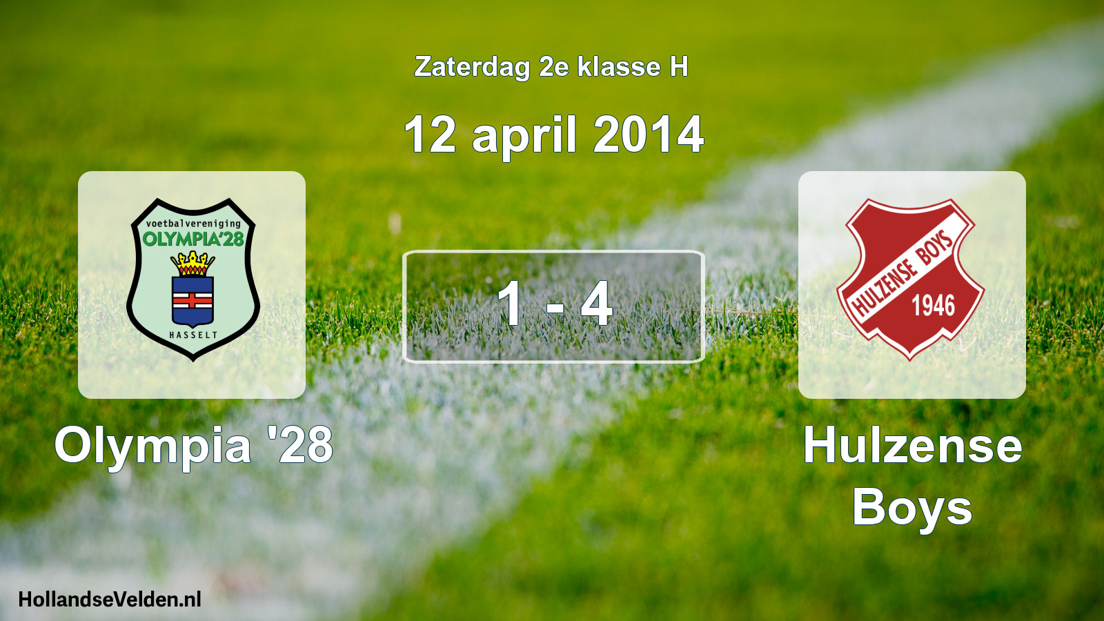 Total number of matches played: Olympia '28 - Hulzense Boys 1 - 4 (12 April 2014)