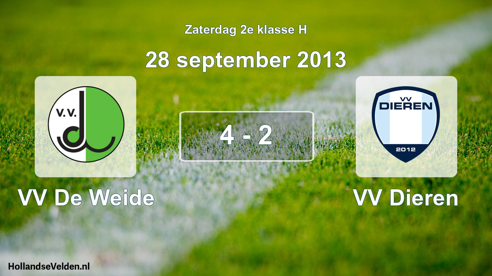 Total number of matches played: VV De Weide - VV Dieren 4 - 2 (28 September 2013)