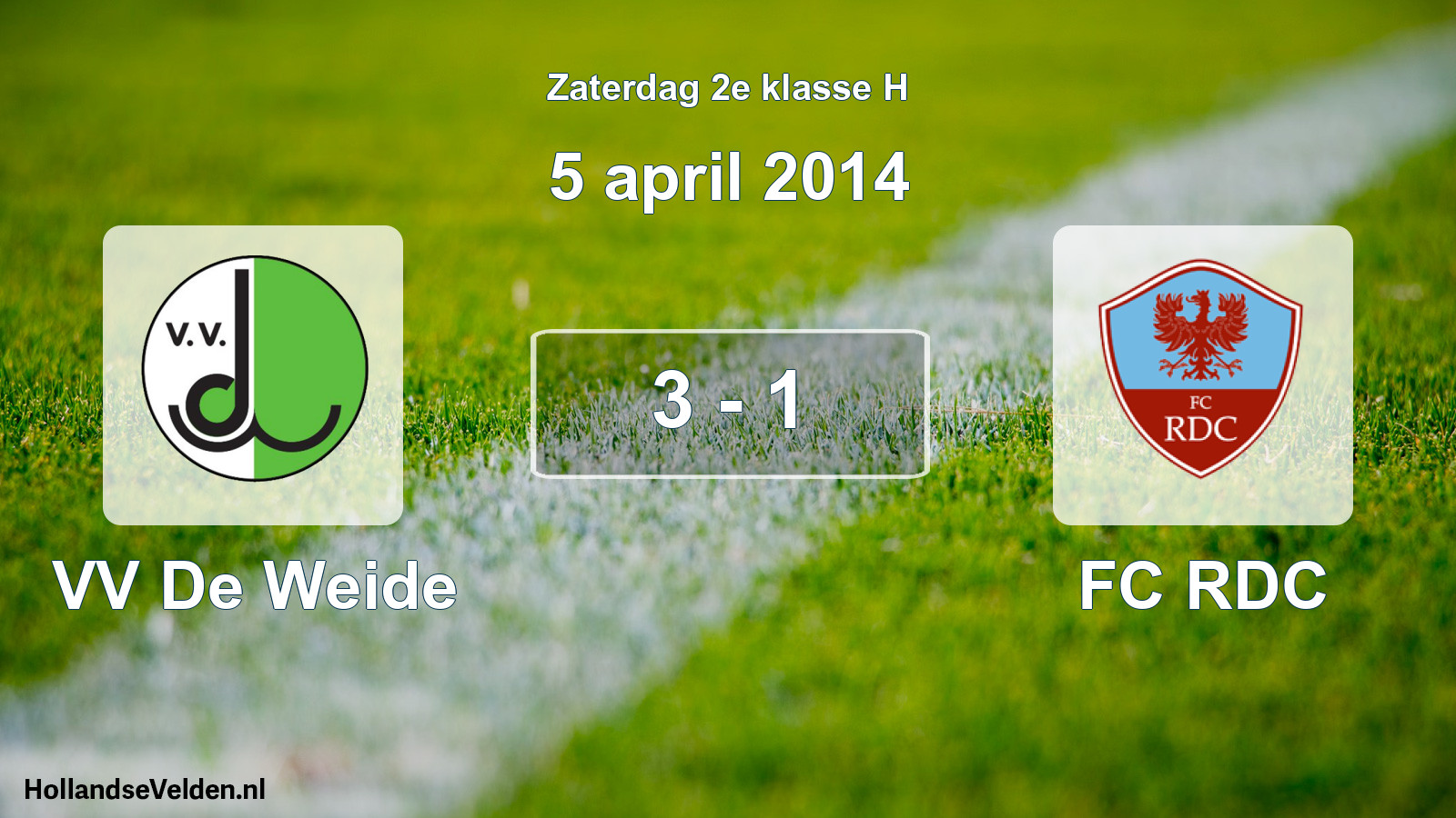 Total number of matches played: VV De Weide - FC RDC 3 - 1 (5 April 2014)