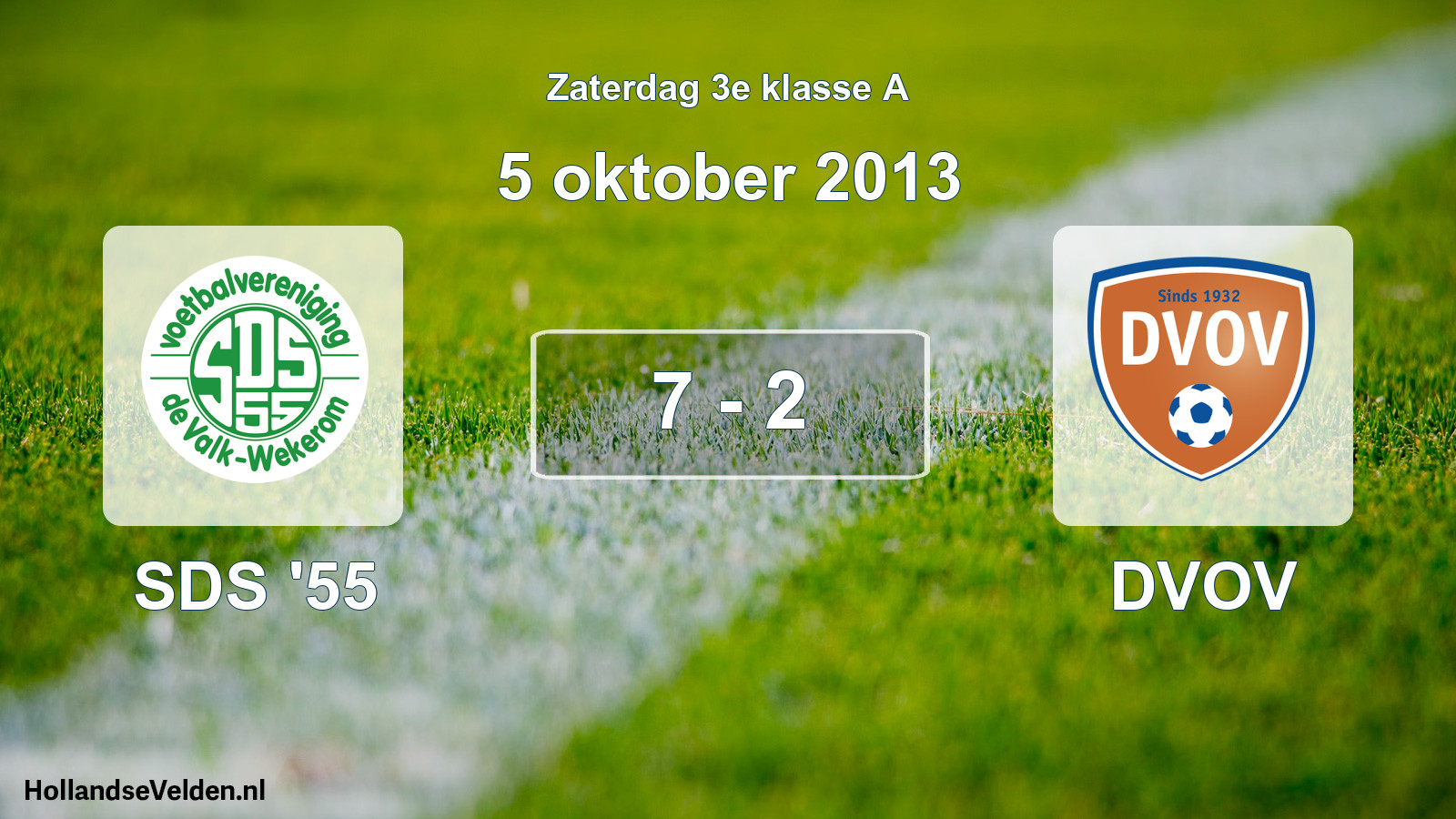Total number of matches played: SDS '55 - DVOV 7 - 2 (5 October 2013)