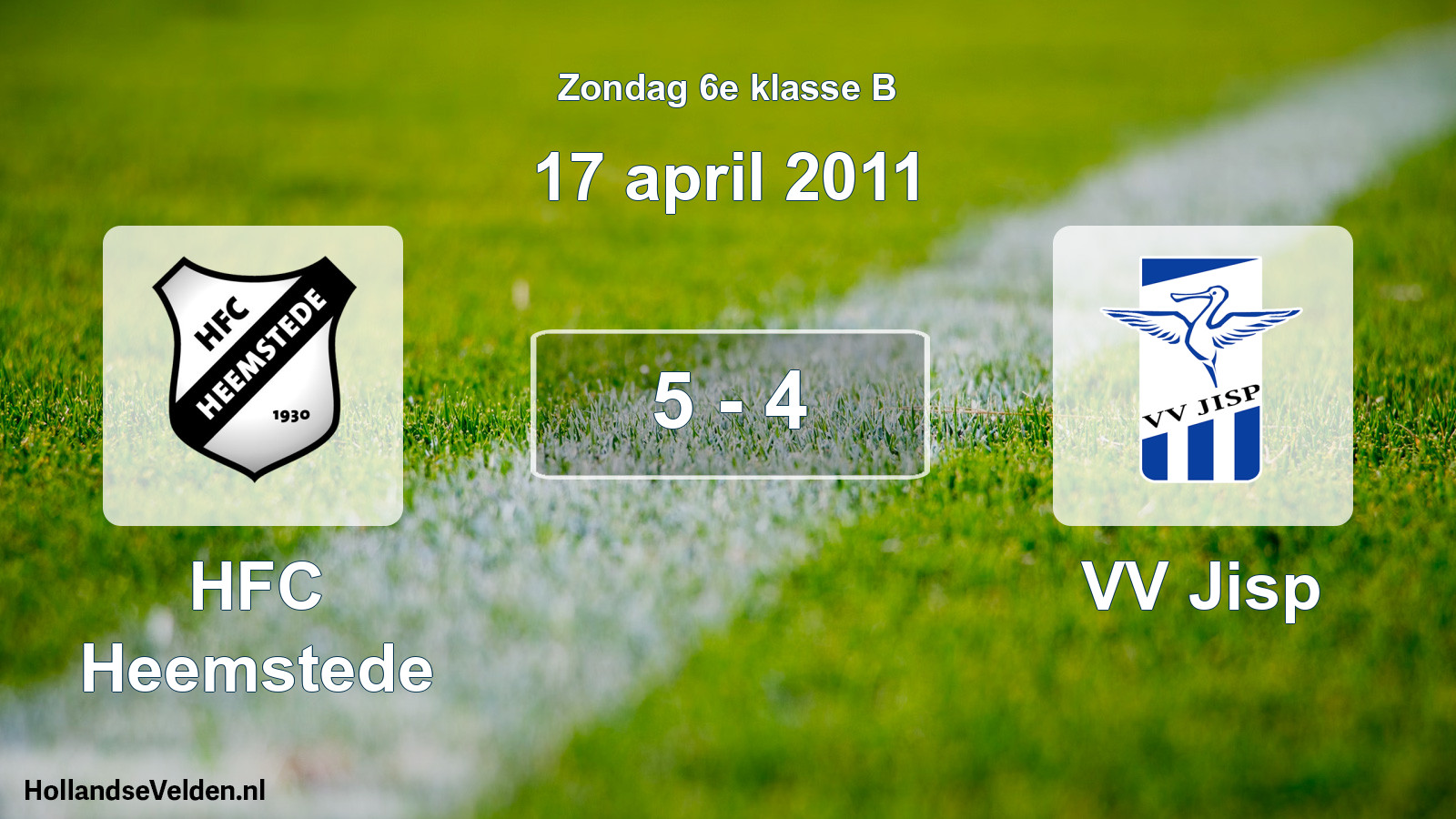Total number of matches played: HFC Heemstede - VV Jisp 5 - 4 (17 April 2011)