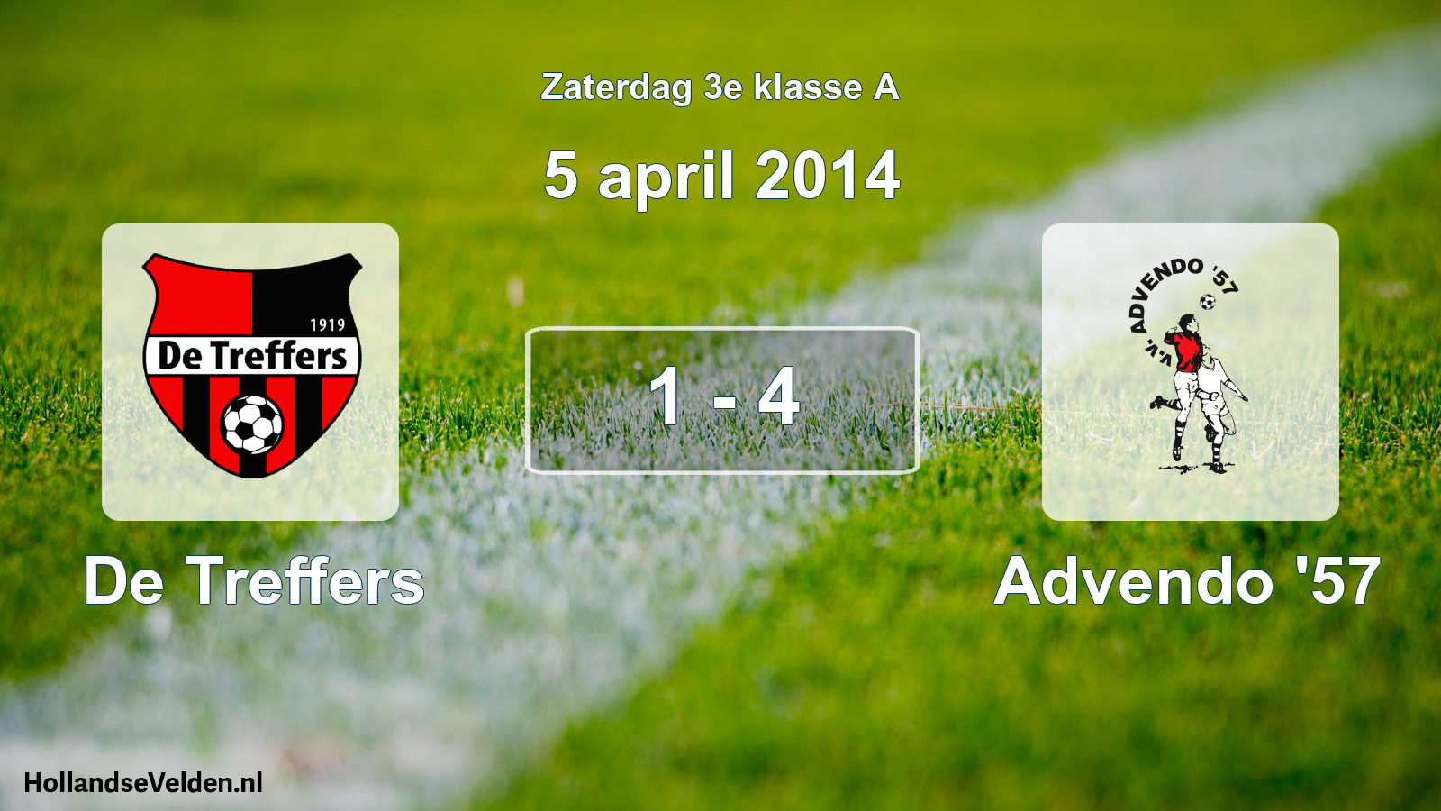 Total number of matches played: De Treffers - Advendo '57 1 - 4 (5 April 2014)