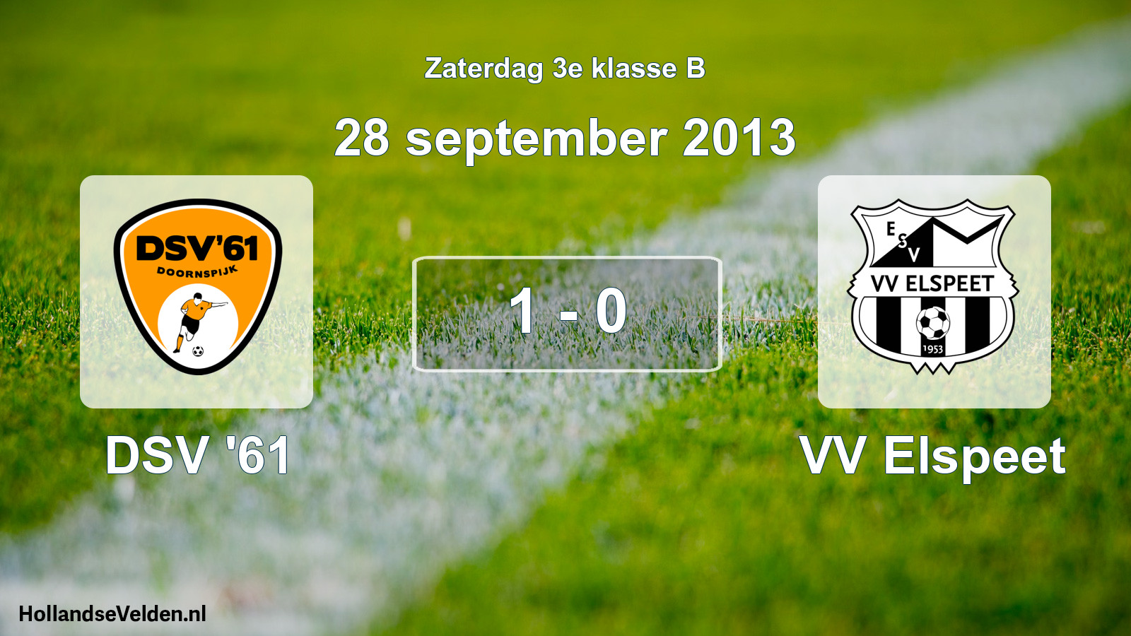 Total number of matches played: DSV '61 - VV Elspeet 1 - 0 (28 September 2013)