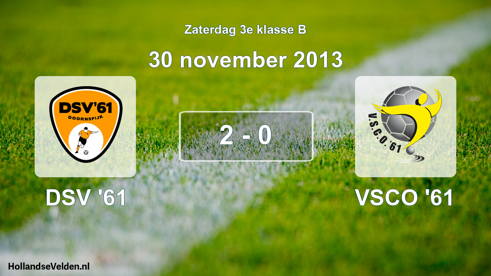 Total number of matches played: DSV '61 - VSCO '61 2 - 0 (30 November 2013)