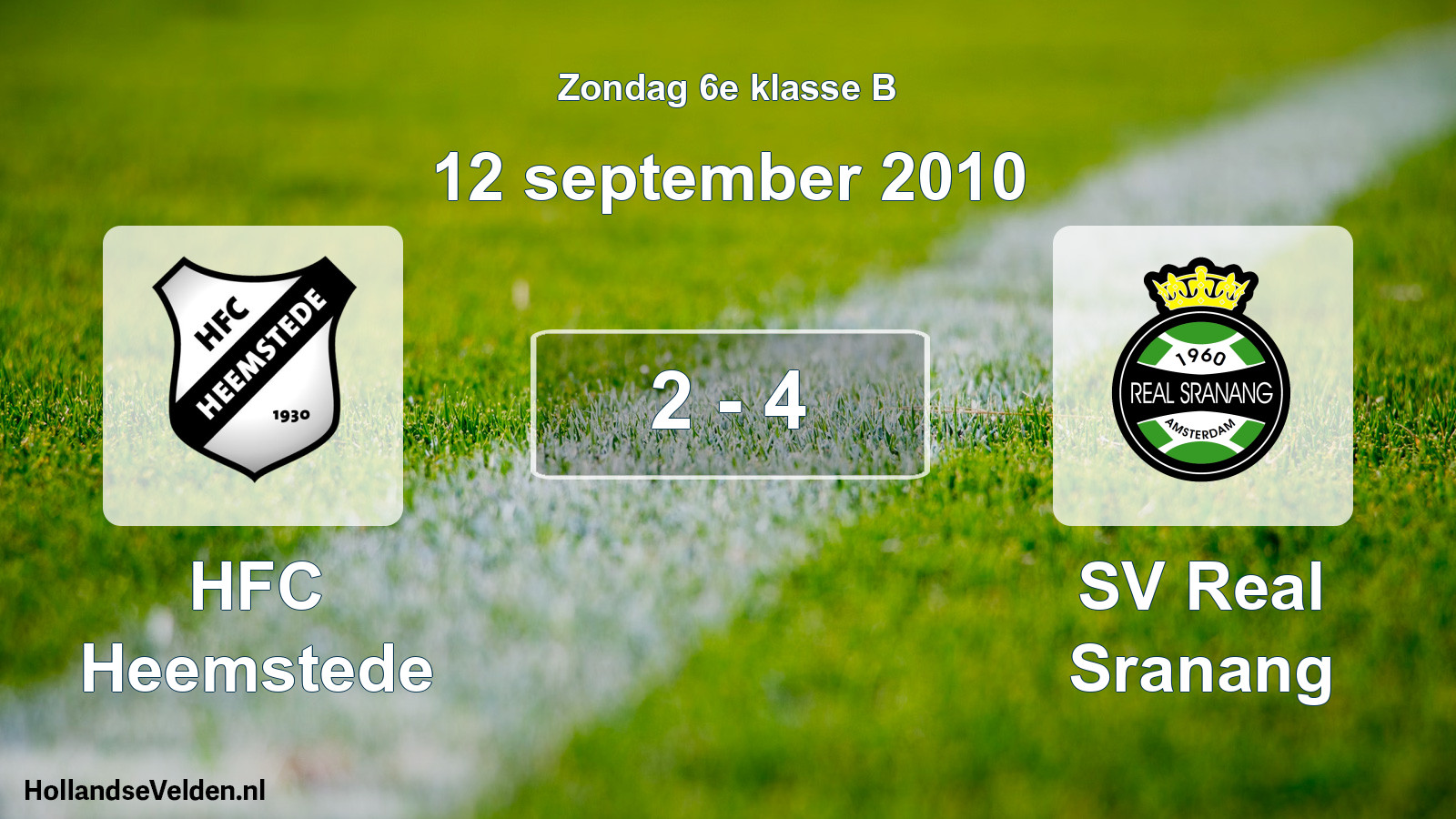 Total number of matches played: HFC Heemstede - SV Real Sranang 2 - 4 (12 September 2010)
