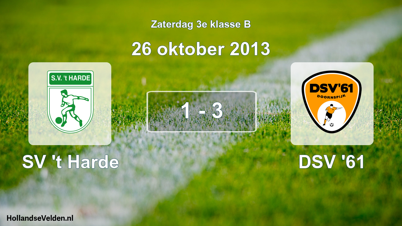 Total number of matches played: SV 't Harde - DSV '61 1 - 3 (26 October 2013)
