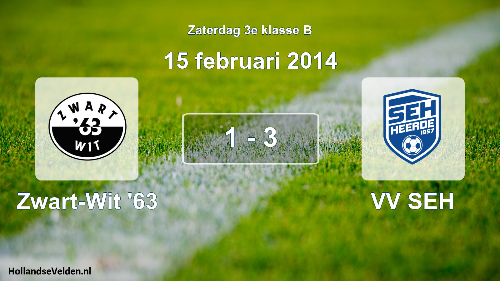 Total number of matches played: Zwart-Wit '63 - VV SEH 1 - 3 (15 February 2014)