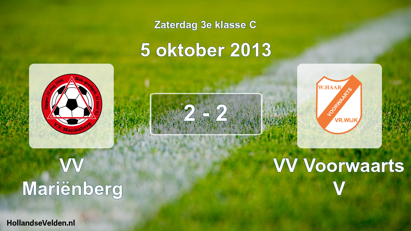 Total number of matches played: VV Mariënberg - VV Voorwaarts V 2 - 2 (5 October 2013)