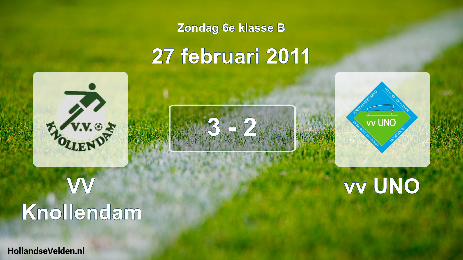 Total number of matches played: VV Knollendam - vv UNO 3 - 2 (27 February 2011)