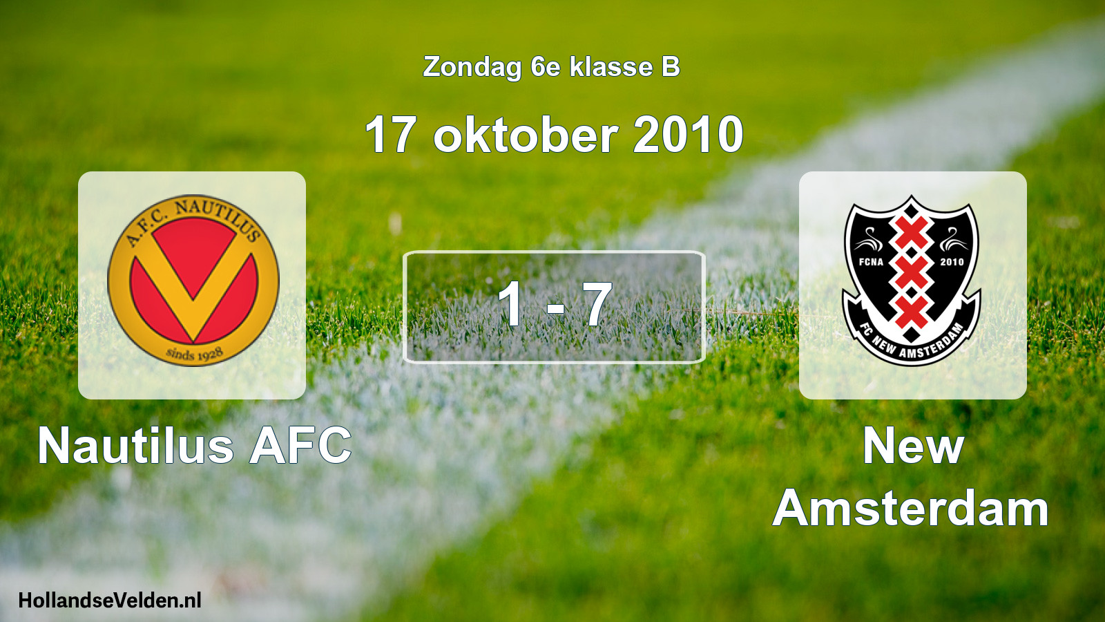 Total number of matches played: Nautilus AFC - New Amsterdam 1 - 7 (17 October 2010)