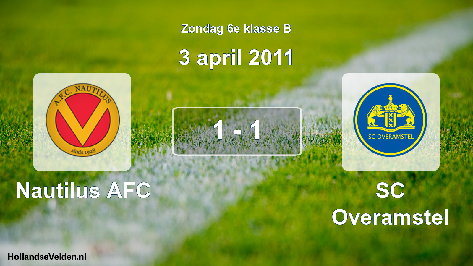 Total number of matches played: Nautilus AFC - SC Overamstel 1 - 1 (3 April 2011)