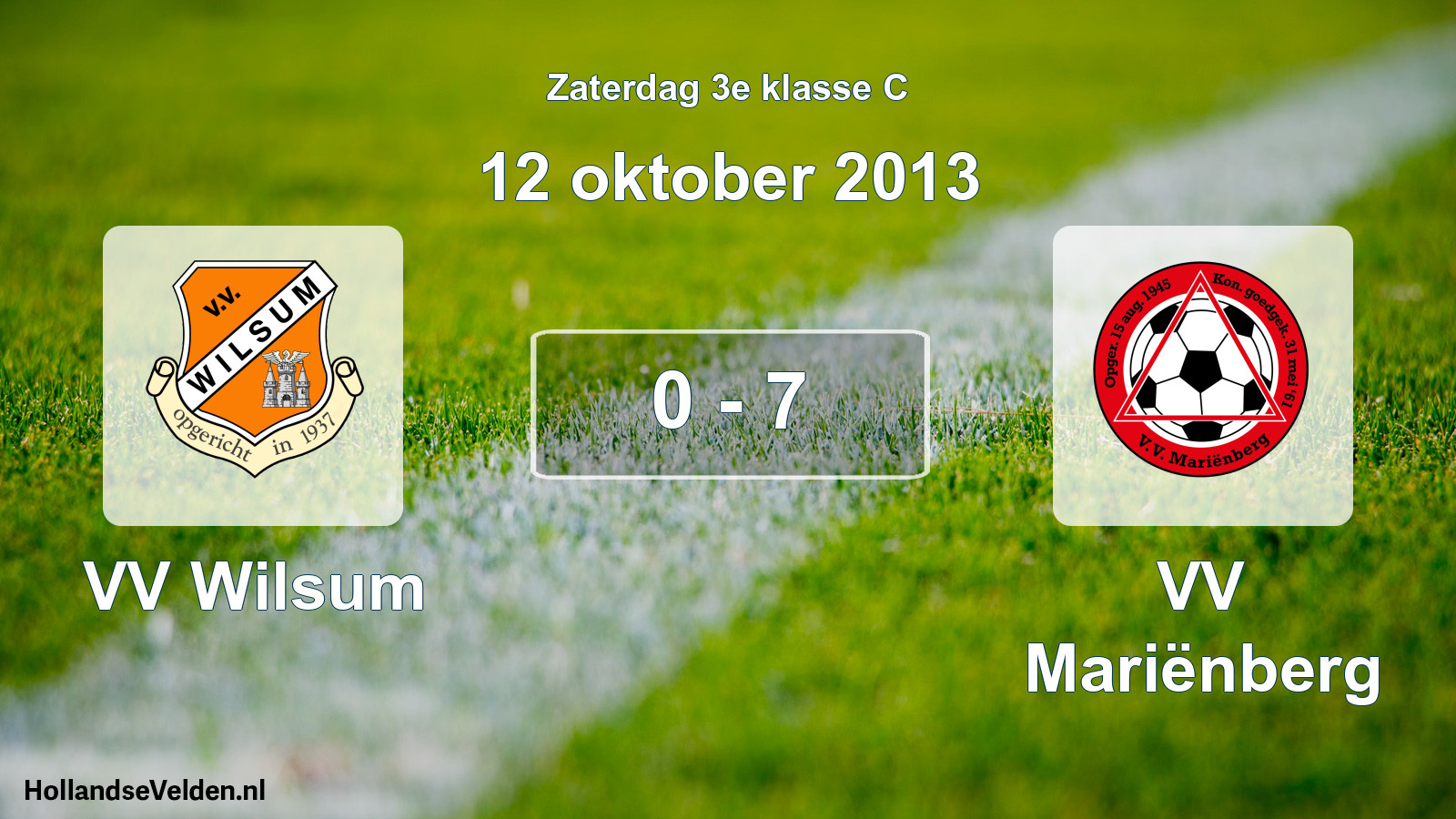 Total number of matches played: VV Wilsum - VV Mariënberg 0 - 7 (12 October 2013)