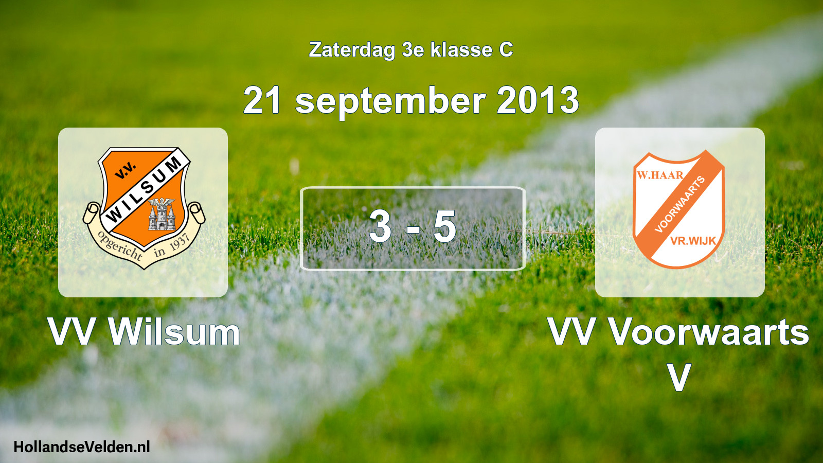 Total number of matches played: VV Wilsum - VV Voorwaarts V 3 - 5 (21 September 2013)