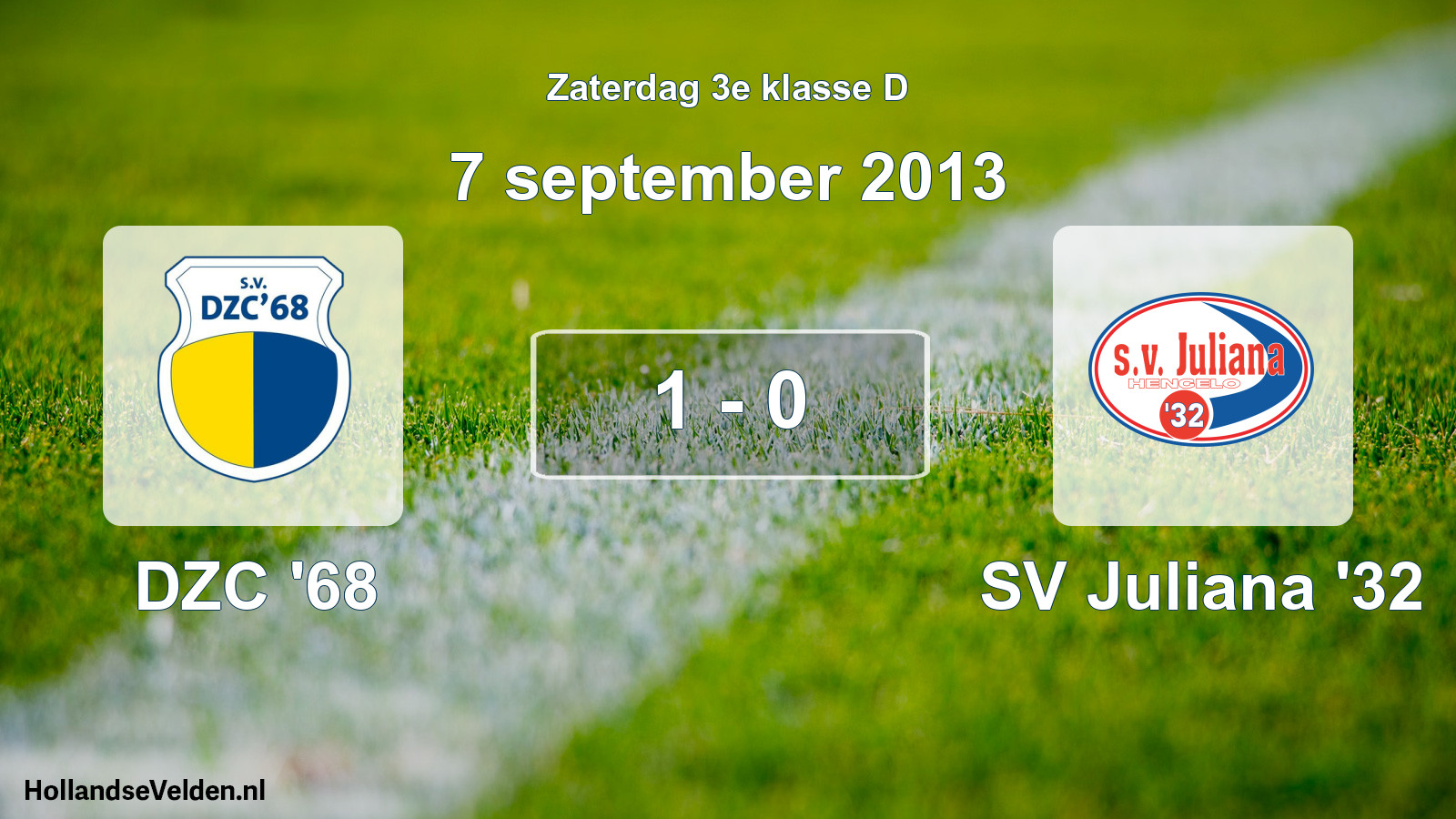 Total number of matches played: DZC '68 - SV Juliana '32 1 - 0 (7 September 2013)