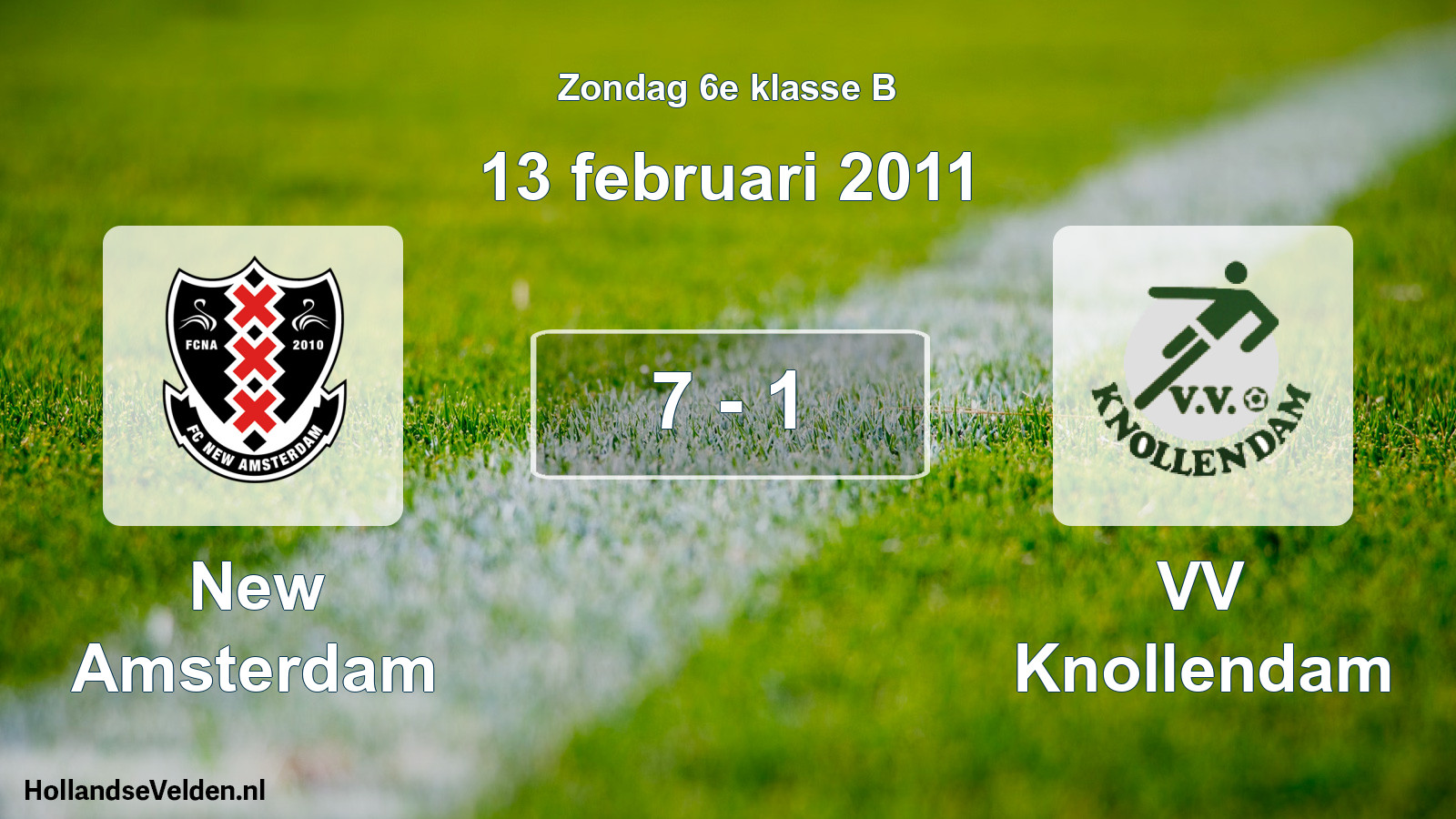 Total number of matches played: New Amsterdam - VV Knollendam 7 - 1 (13 February 2011)