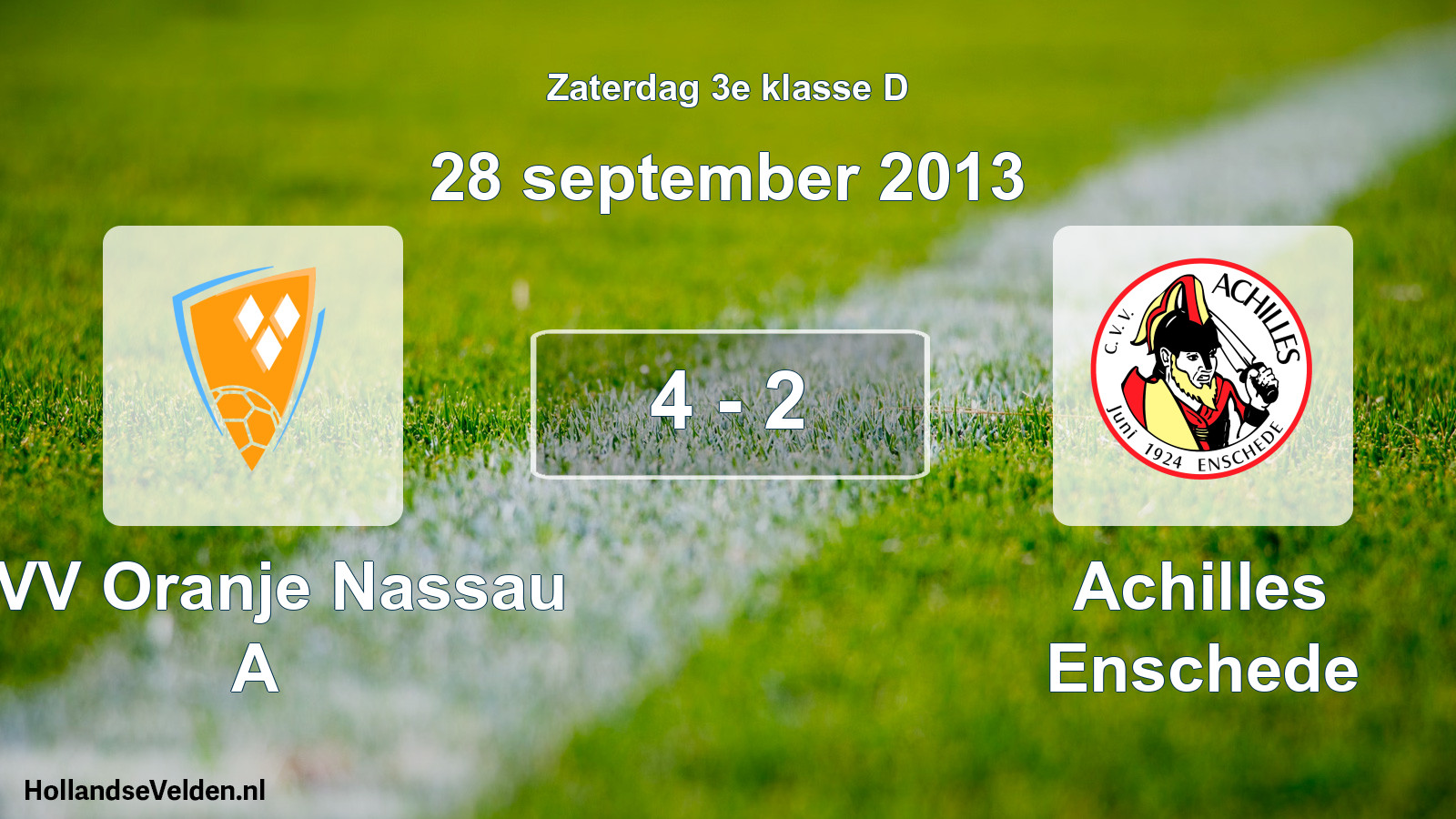 Total number of matches played: CVV Oranje Nassau A - Achilles Enschede 4 - 2 (28 September 2013)