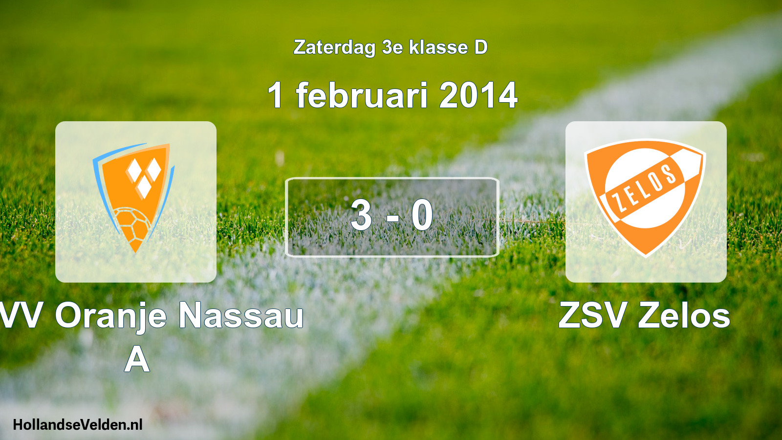 Total number of matches played: CVV Oranje Nassau A - ZSV Zelos 3 - 0 (1 February 2014)