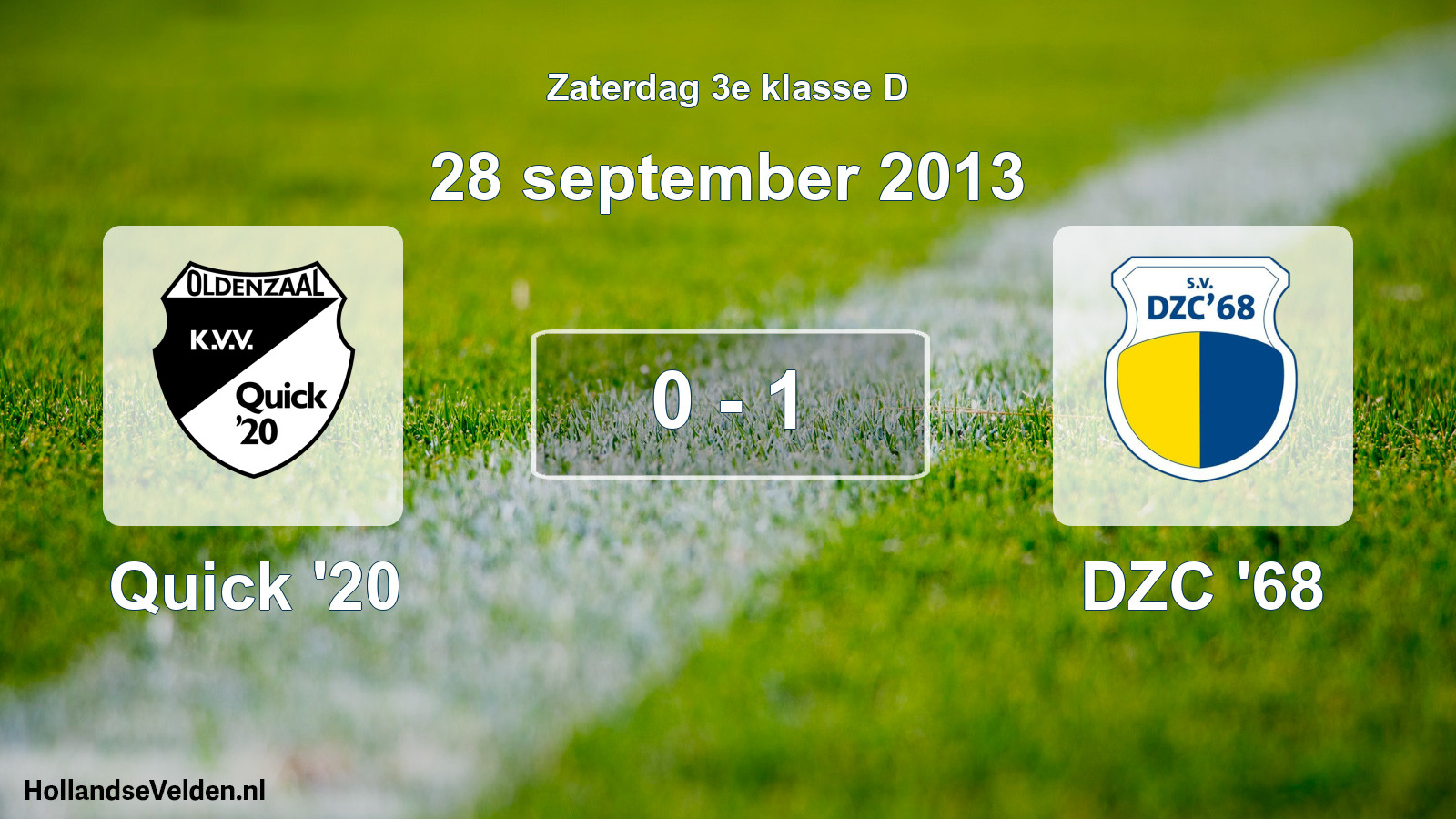 Total number of matches played: Quick '20 - DZC '68 0 - 1 (28 September 2013)