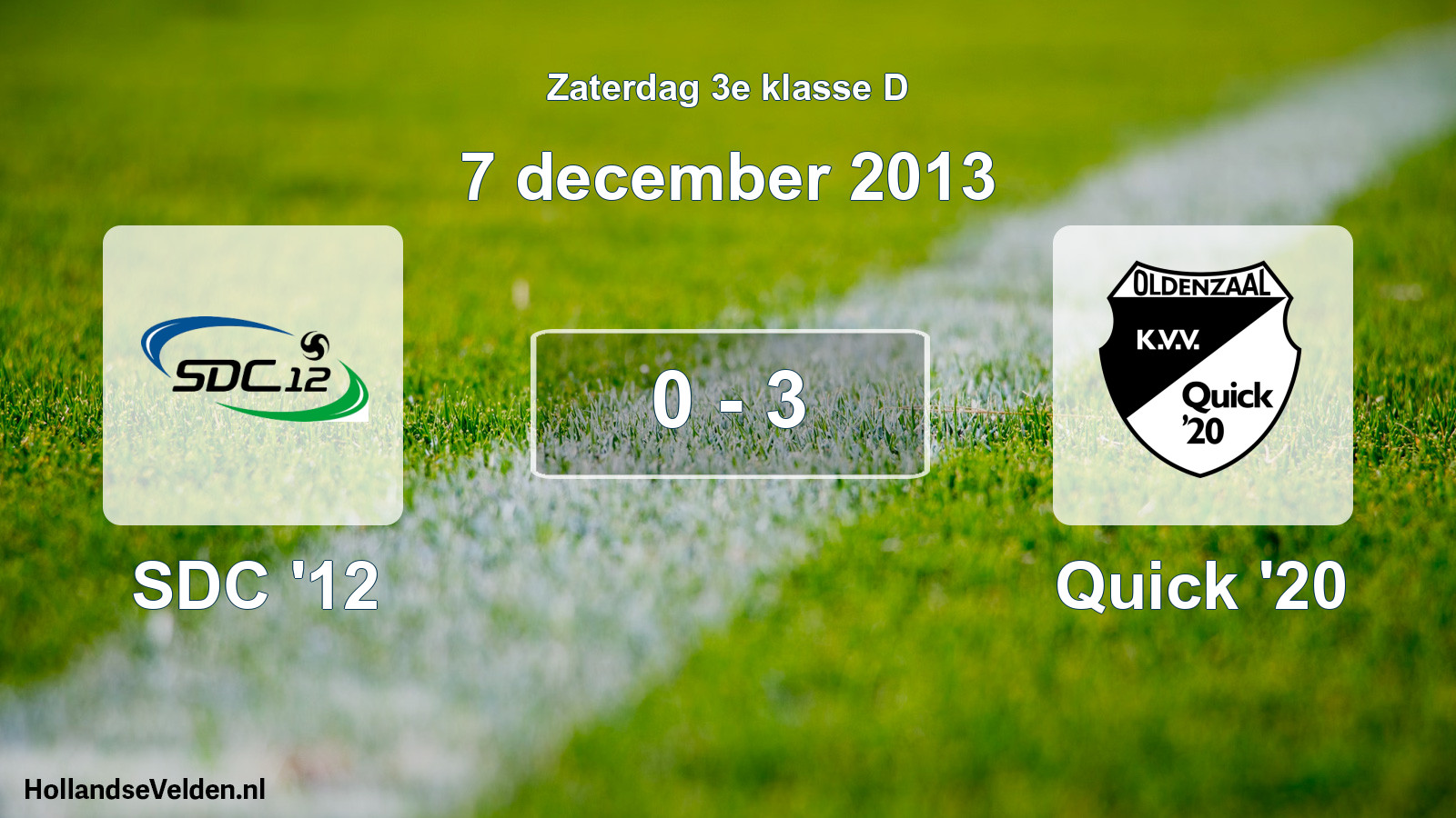 Total number of matches played: SDC '12 - Quick '20 0 - 3 (7 December 2013)