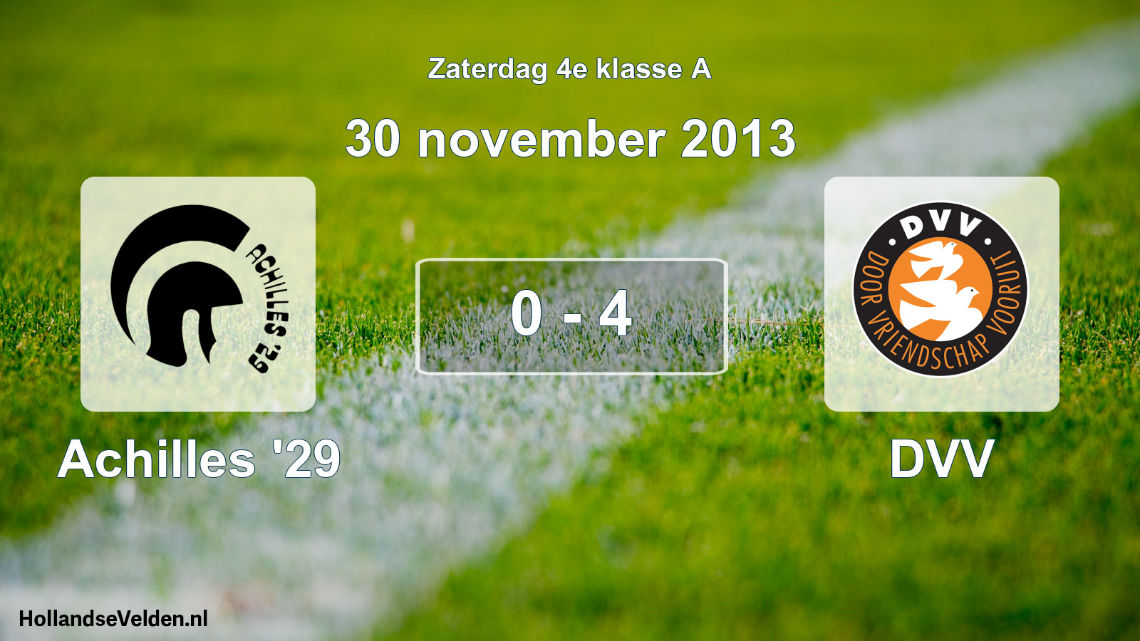 Total number of matches played: Achilles '29 - DVV 0 - 4 (30 November 2013)