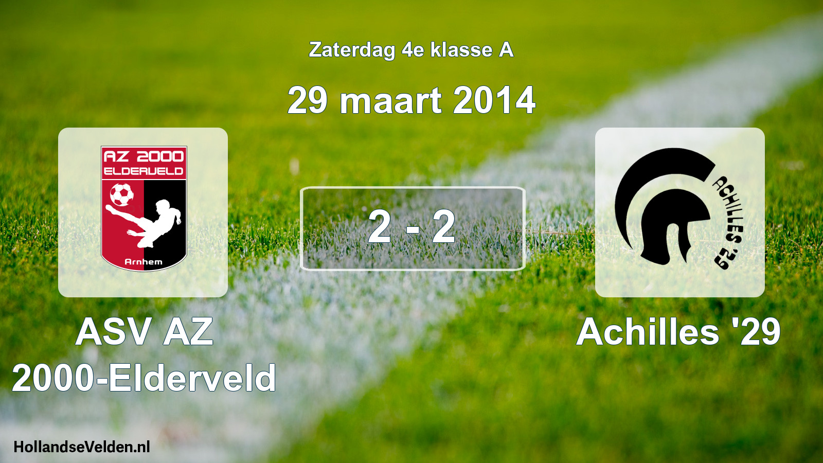 Total number of matches played: ASV AZ 2000-Elderveld - Achilles '29 2 - 2 (29 March 2014)