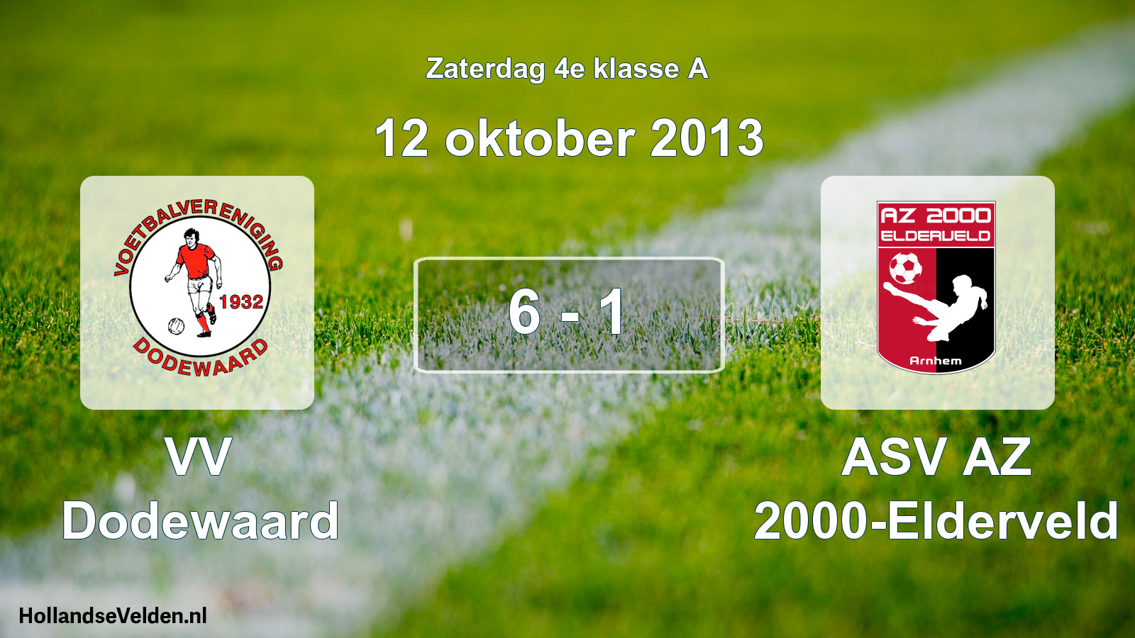 Total number of matches played: VV Dodewaard - ASV AZ 2000-Elderveld 6 - 1 (12 October 2013)