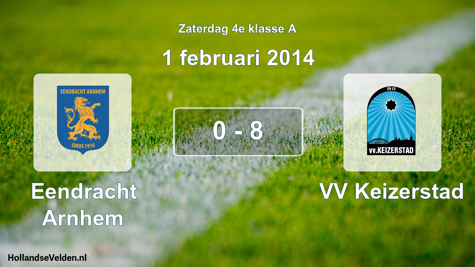 Total number of matches played: Eendracht Arnhem - VV Keizerstad 0 - 8 (1 February 2014)