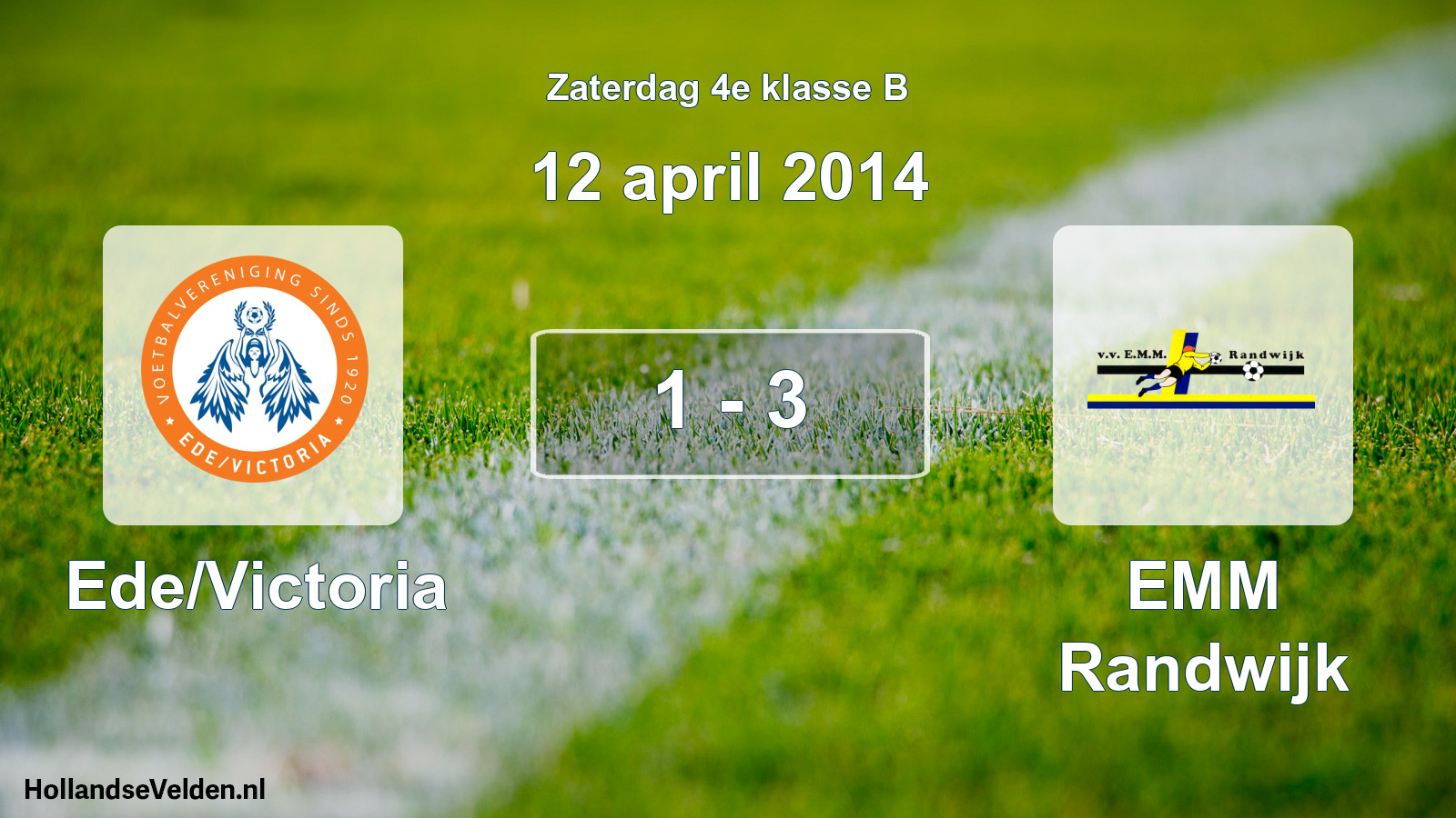 Total number of matches played: Ede/Victoria - EMM Randwijk 1 - 3 (12 April 2014)