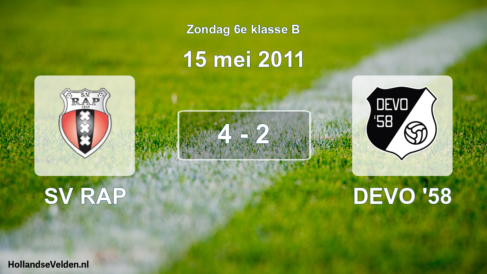 Total number of matches played: SV RAP - DEVO '58 4 - 2 (15 May 2011)