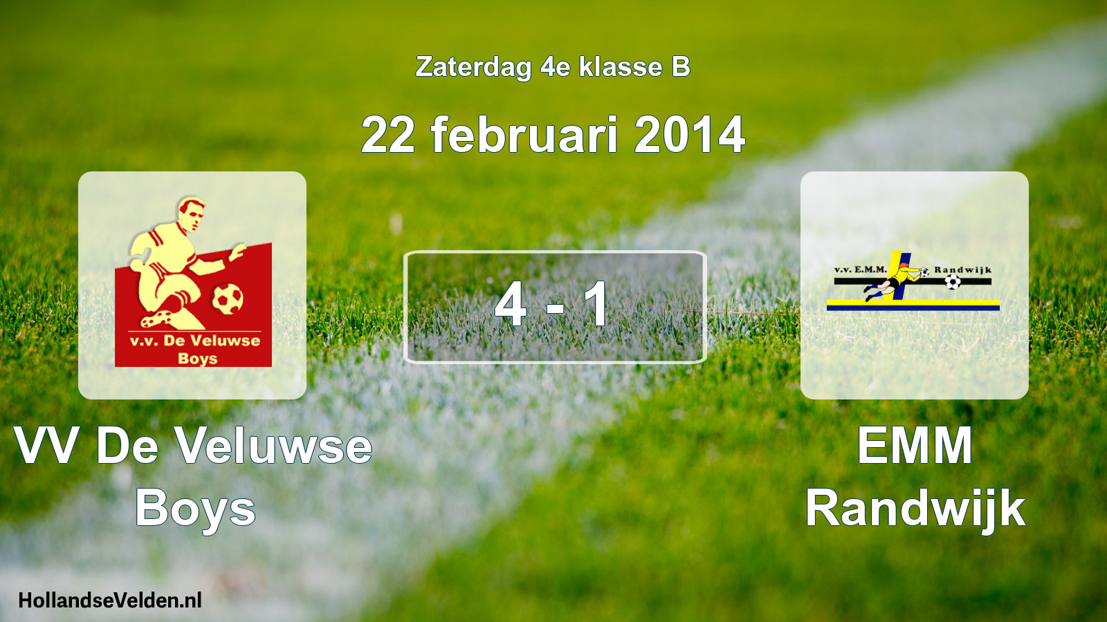 Total number of matches played: VV De Veluwse Boys - EMM Randwijk 4 - 1 (22 February 2014)