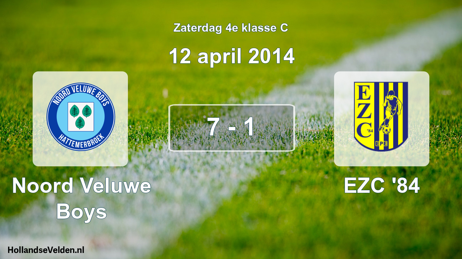 Total number of matches played: Noord Veluwe Boys - EZC '84 7 - 1 (12 April 2014)