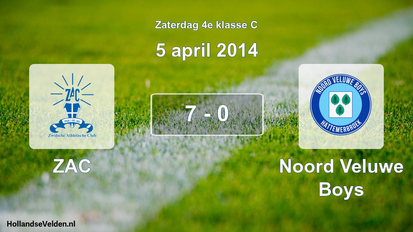Total number of matches played: ZAC - Noord Veluwe Boys 7 - 0 (5 April 2014)