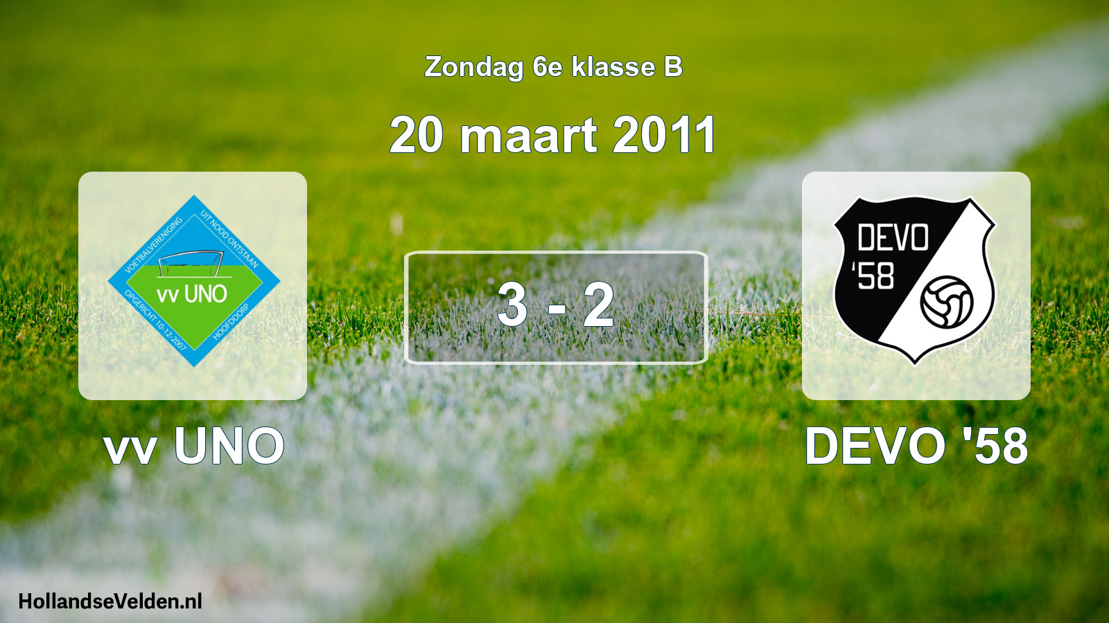 Total number of matches played: vv UNO - DEVO '58 3 - 2 (20 March 2011)