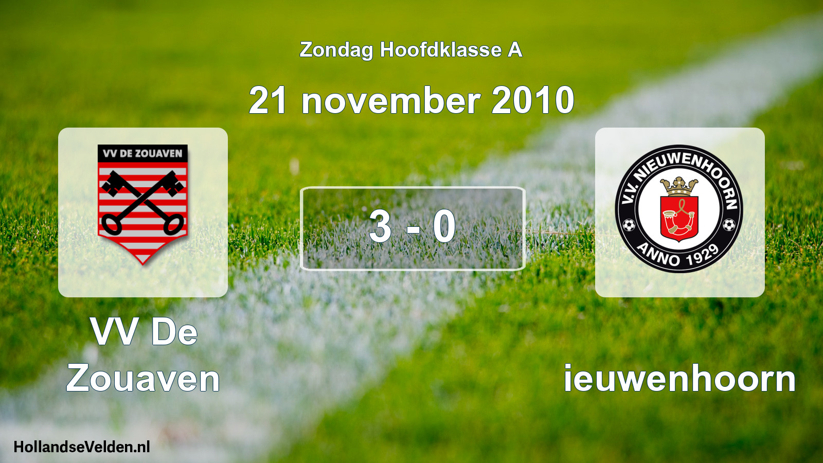 Total number of matches played: VV De Zouaven - Nieuwenhoorn 3 - 0 (21 November 2010)
