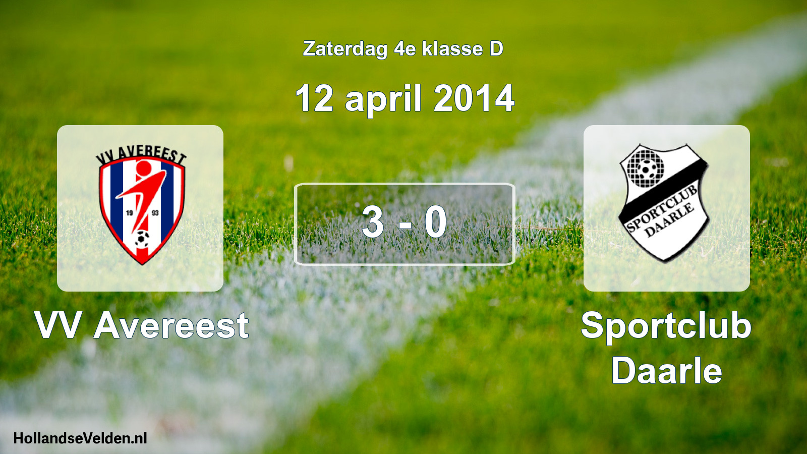 Total number of matches played: VV Avereest - Sportclub Daarle 3 - 0 (12 April 2014)