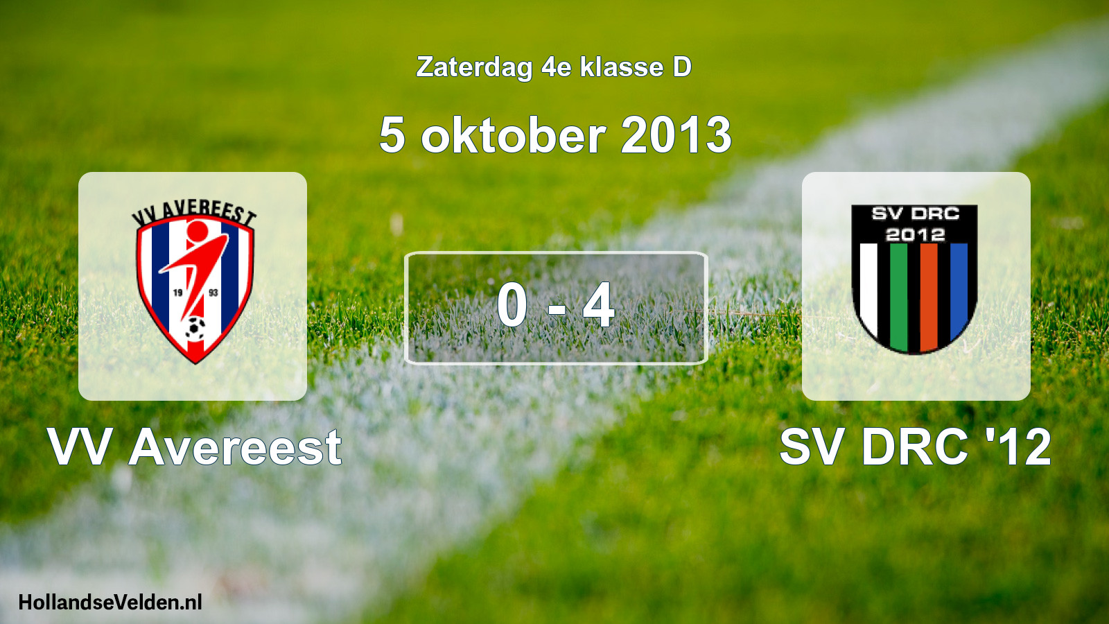Total number of matches played: VV Avereest - SV DRC '12 0 - 4 (5 October 2013)