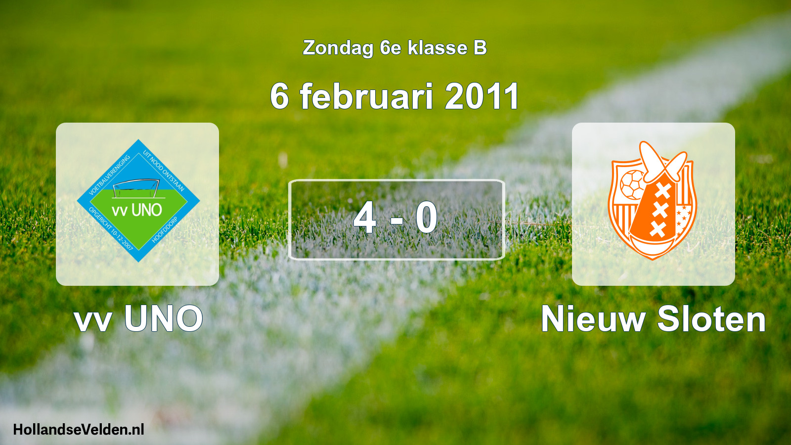 Total number of matches played: vv UNO - Nieuw Sloten 4 - 0 (6 February 2011)
