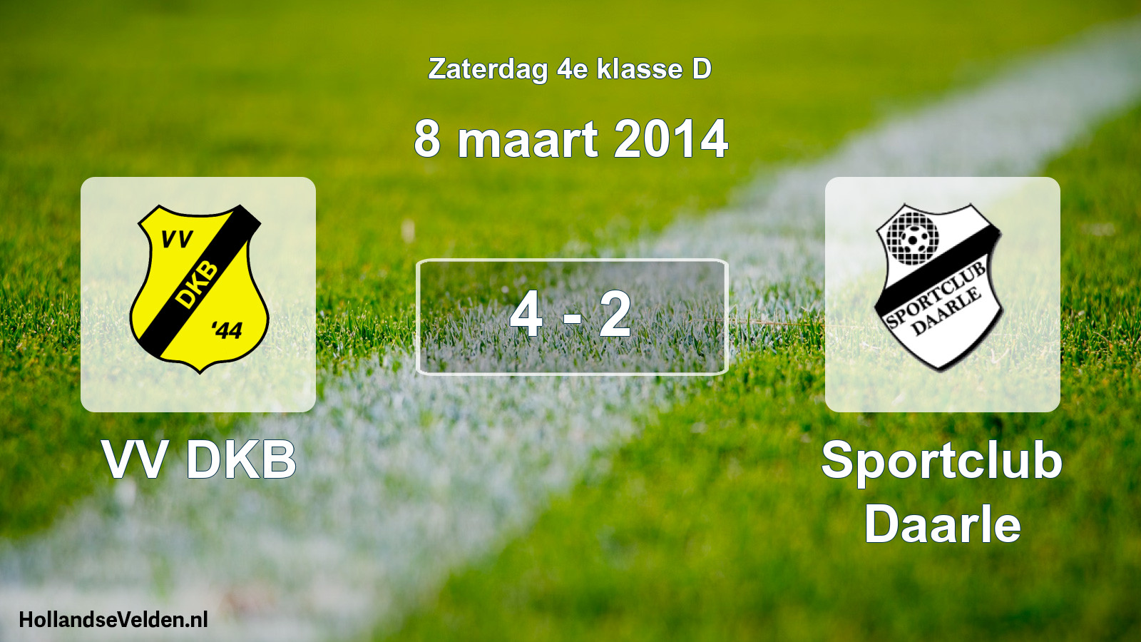 Total number of matches played: VV DKB - Sportclub Daarle 4 - 2 (8 March 2014)