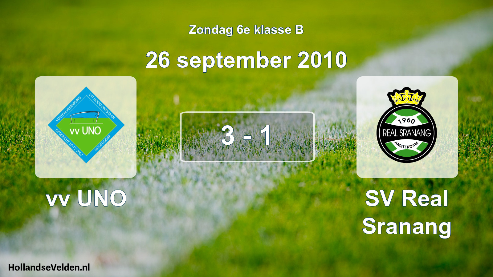 Total number of matches played: vv UNO - SV Real Sranang 3 - 1 (26 September 2010)